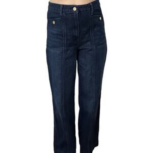 Sam Edelman Jeans High Rise Wide Leg Codie Dark Blue Denim Fall Winter Size 29